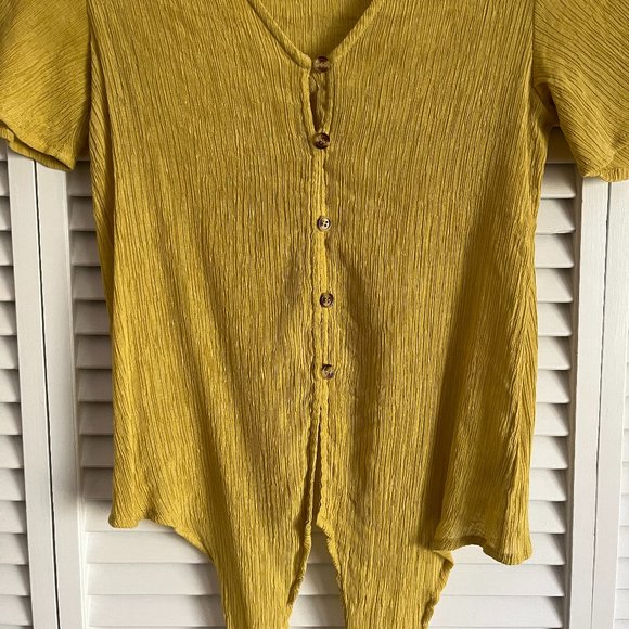 The Impeccable Pig v neck short sleeve blouse yellow women’s small - Picture 8 of 13